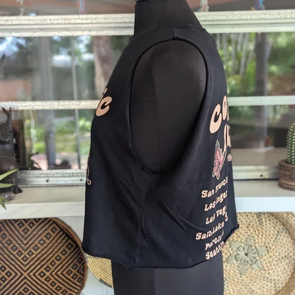 Cosmic Love M Graphic Boxy Crop Custom Cut Cropped Tank Top Hippie Celestial - Picture 7 of 10